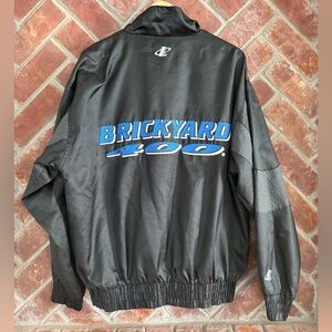 Brickyard 400 Vtg Logo Athletic Full Zip Jacket Large Wax Black Embroidered 1997